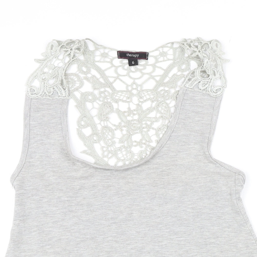 Womens UK Size 6 Therapy Grey Tunic T-Shirt