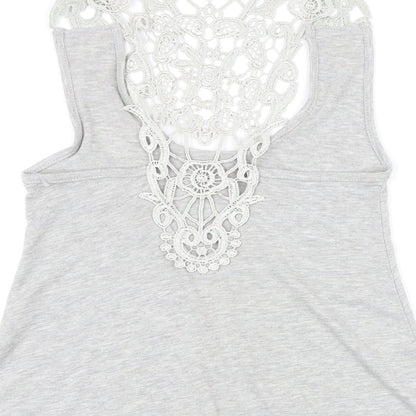 Womens UK Size 6 Therapy Grey Tunic T-Shirt
