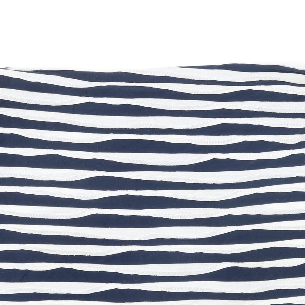John Lewis Womens Blue Striped Viscose Tunic T-Shirt Size 12 Boat Neck