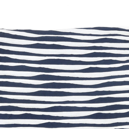 John Lewis Womens Blue Striped Viscose Tunic T-Shirt Size 12 Boat Neck
