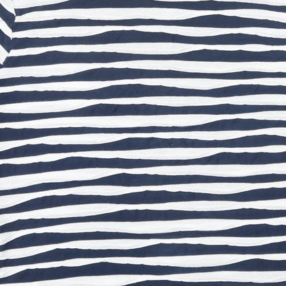John Lewis Womens Blue Striped Viscose Tunic T-Shirt Size 12 Boat Neck