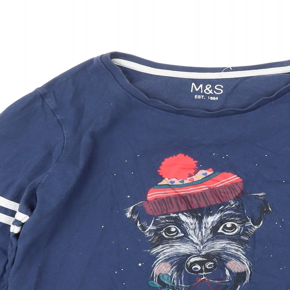 Marks and Spencer Girls Blue Polyester Pullover Sweatshirt Size 14-15 Years Pullover - Dog