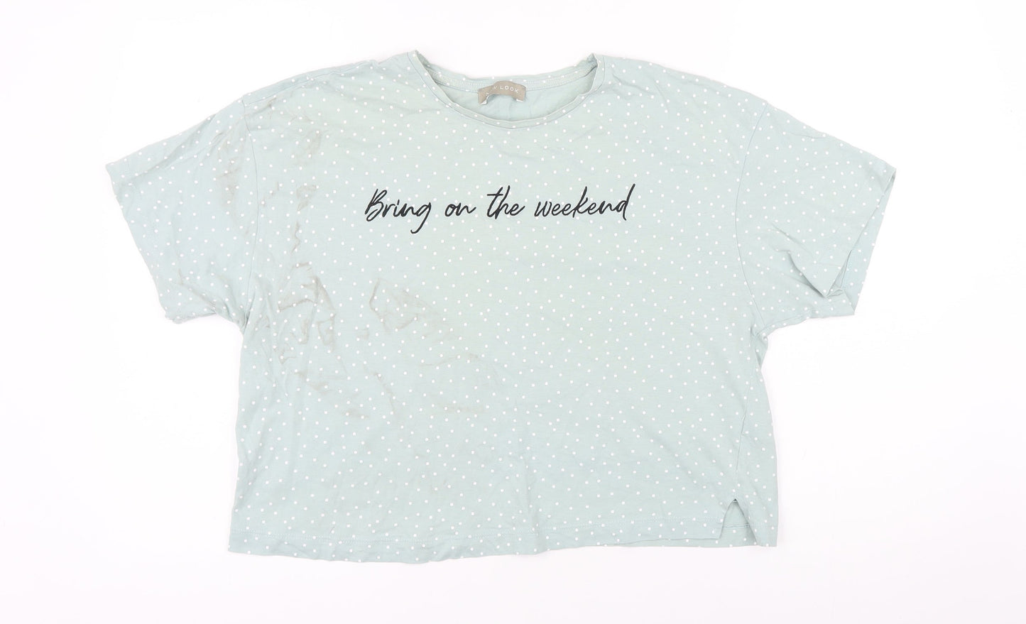 Womens UK Size 12 New Look Green Basic T-Shirt