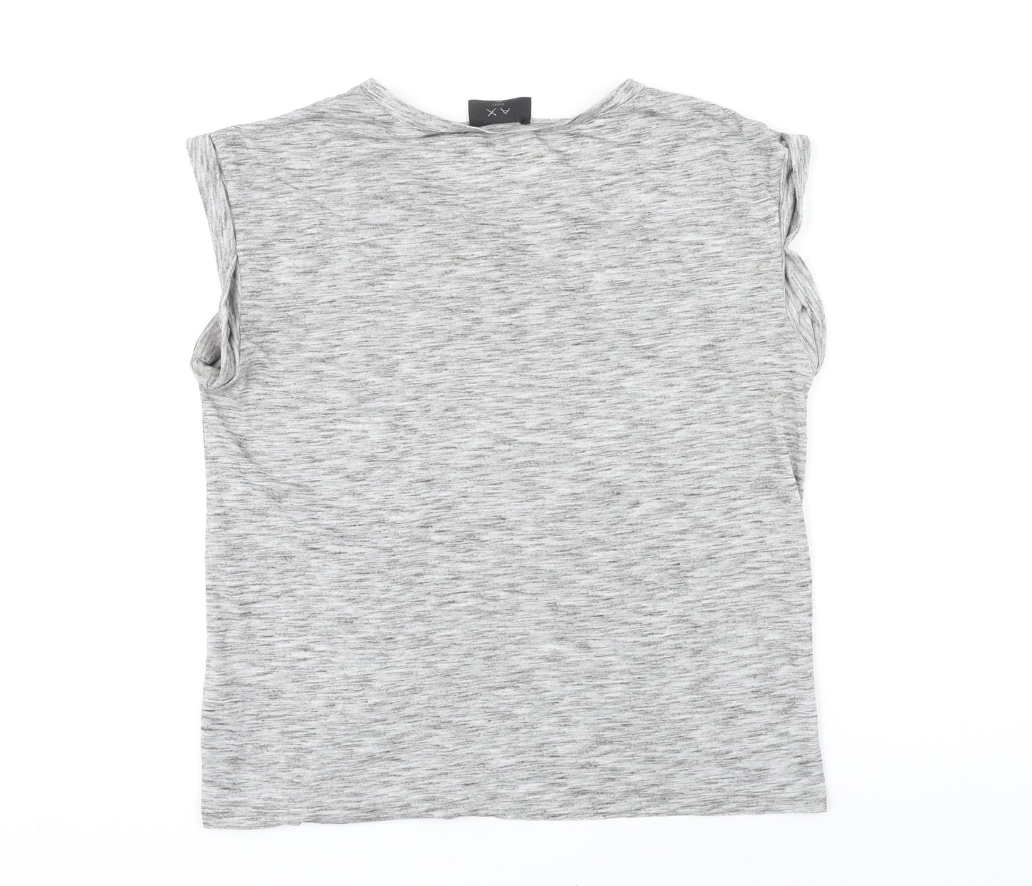 AX Paris Womens Grey Polyester Basic T-Shirt Size M Boat Neck