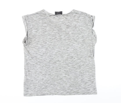 AX Paris Womens Grey Polyester Basic T-Shirt Size M Boat Neck