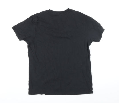 Charlie Wilson Mens Black Cotton T-Shirt Size M Round Neck