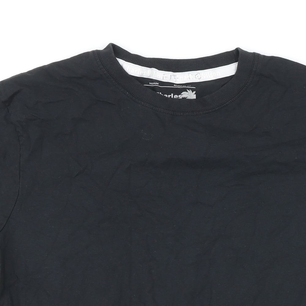 Charlie Wilson Mens Black Cotton T-Shirt Size M Round Neck