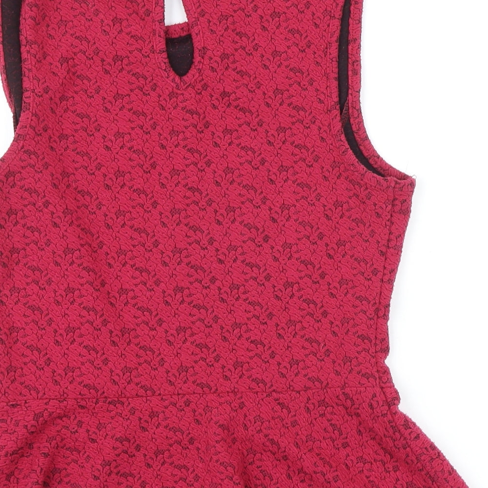 Womens UK Size 10 New Look Red Tunic Blouse