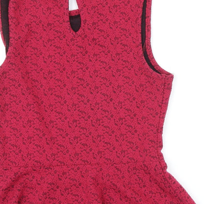 Womens UK Size 10 New Look Red Tunic Blouse