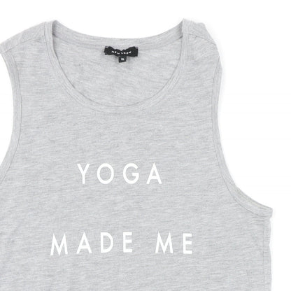 Womens UK Size 10 New Look Grey Basic T-Shirt