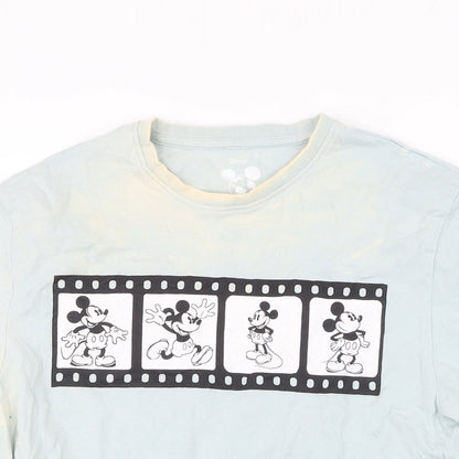 Disney Womens Blue 100% Cotton Basic T-Shirt Size S Round Neck - Mickey Mouse. Distressed look