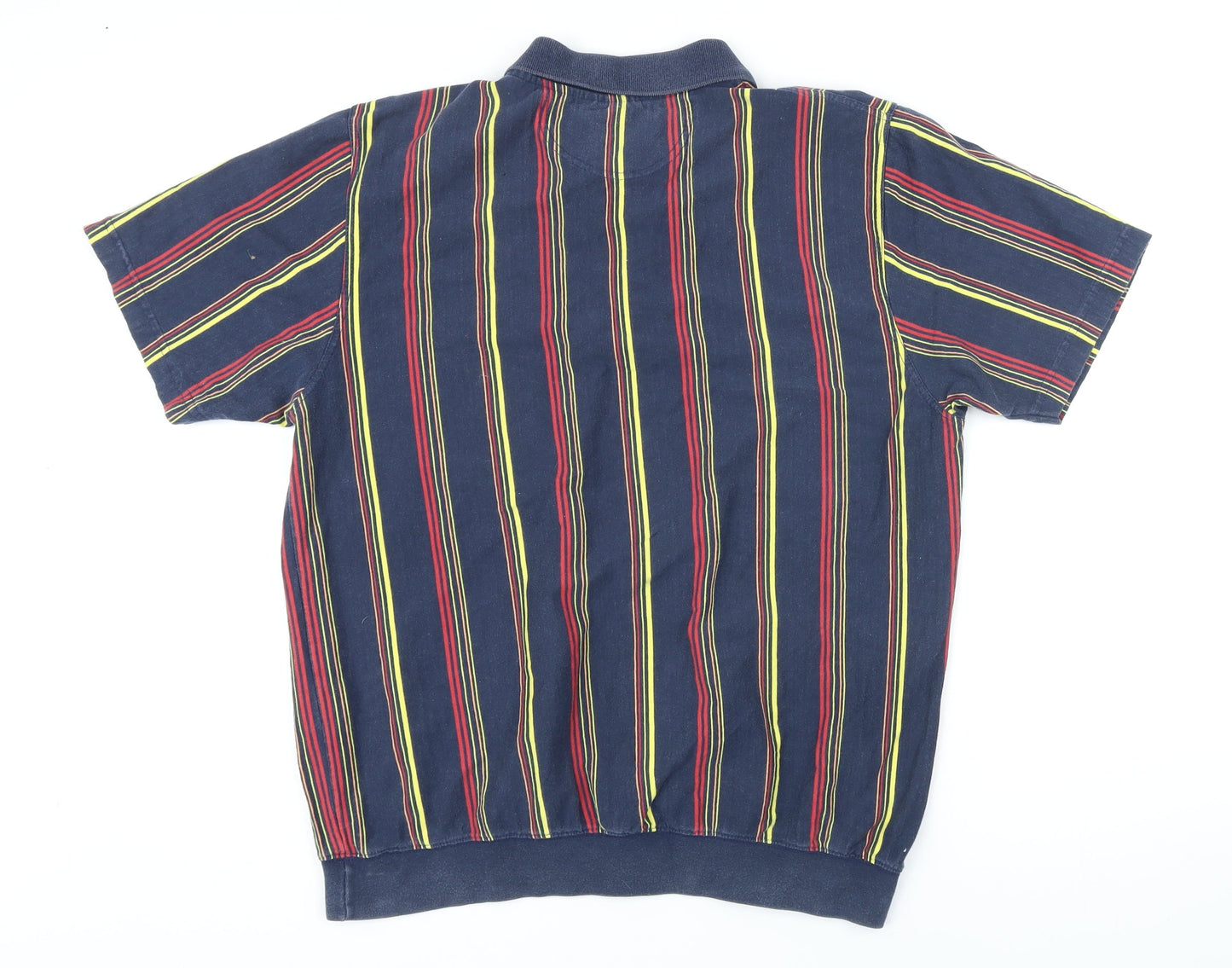 Catamaran Mens Ivory Striped 100% Cotton Polo Size M Collared Button