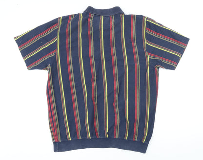 Catamaran Mens Ivory Striped 100% Cotton Polo Size M Collared Button