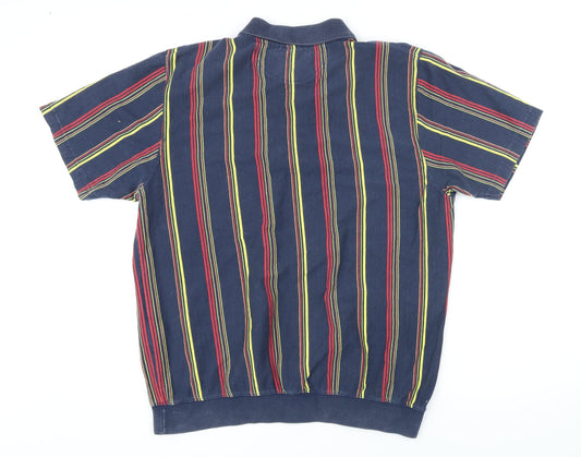 Catamaran Mens Ivory Striped 100% Cotton Polo Size M Collared Button