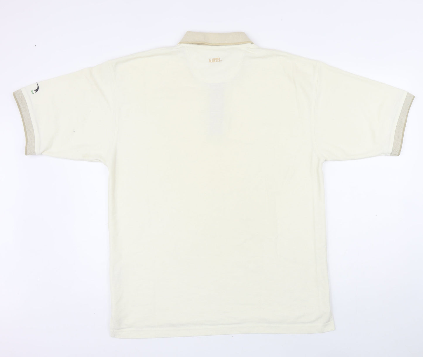 Tartan golf Mens Ivory Polyester Polo Size L Collared Button