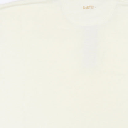 Tartan golf Mens Ivory Polyester Polo Size L Collared Button