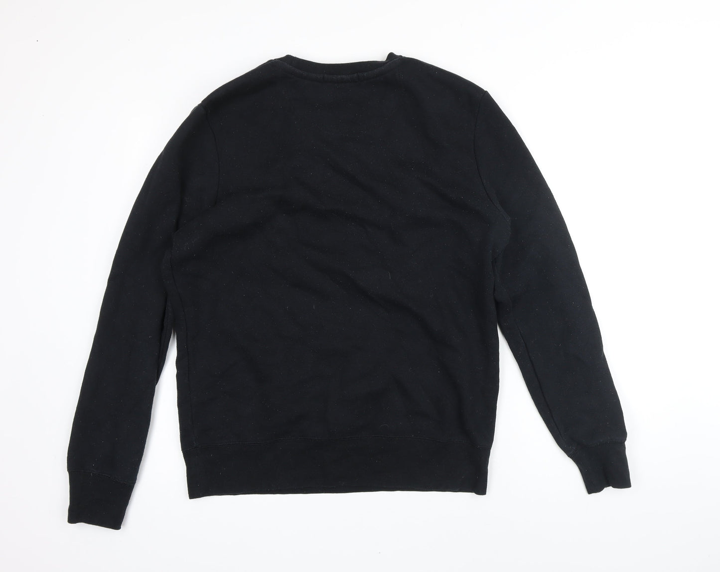 Threadbare Mens Black Cotton Pullover Sweatshirt Size L - Graphic print of man