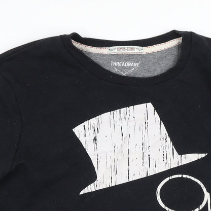 Threadbare Mens Black Cotton Pullover Sweatshirt Size L - Graphic print of man