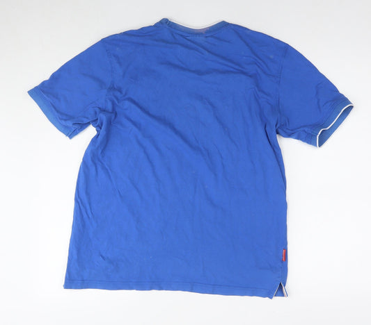 Slazenger Mens Blue Cotton T-Shirt Size M Round Neck