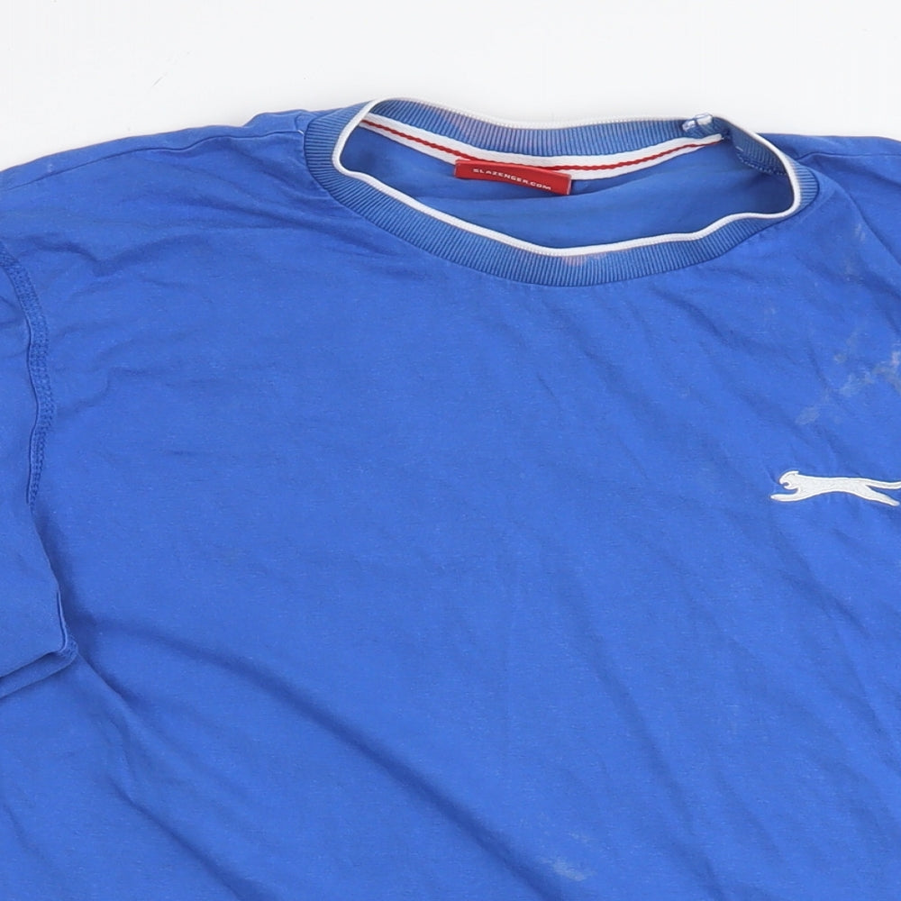 Slazenger Mens Blue Cotton T-Shirt Size M Round Neck
