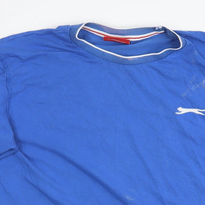 Slazenger Mens Blue Cotton T-Shirt Size M Round Neck