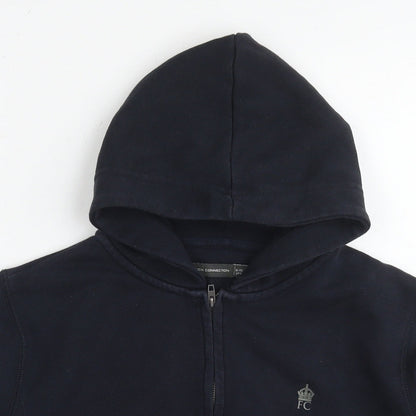 French Connection Boys Black Cotton Full Zip Hoodie Size 9-10 Years Zip