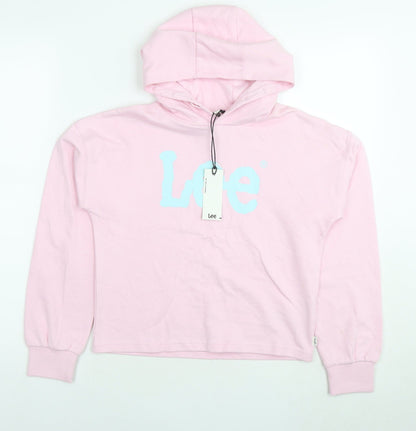 Lee Girls Pink Cotton Pullover Hoodie Size 10-11 Years Pullover - Logo
