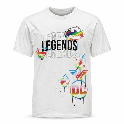 Batman Boys White Geometric Cotton Basic T-Shirt Size 13-14 Years Round Neck Pullover - Legends Batman