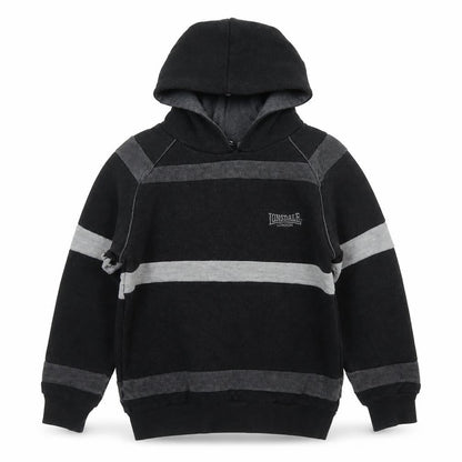 Lonsdale Boys Black Striped Cotton Pullover Hoodie Size 7-8 Years Pullover