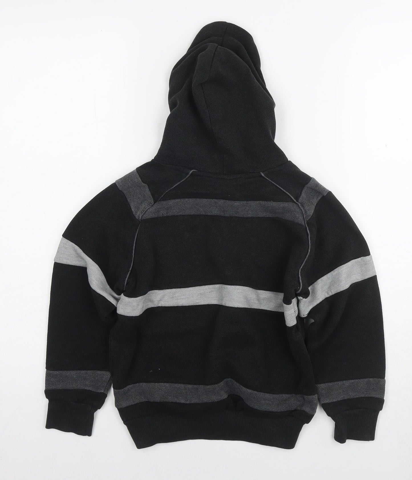 Lonsdale Boys Black Striped Cotton Pullover Hoodie Size 7-8 Years Pullover