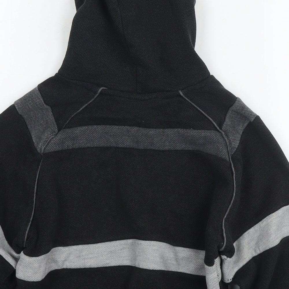 Lonsdale Boys Black Striped Cotton Pullover Hoodie Size 7-8 Years Pullover