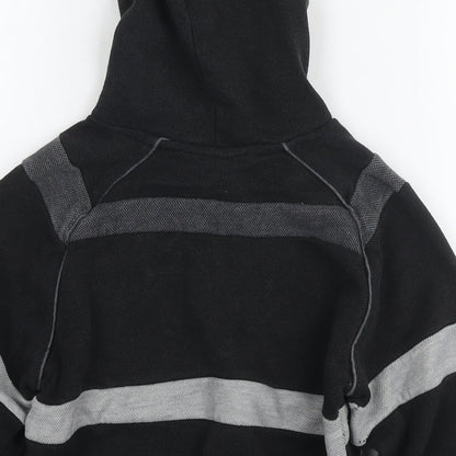 Lonsdale Boys Black Striped Cotton Pullover Hoodie Size 7-8 Years Pullover