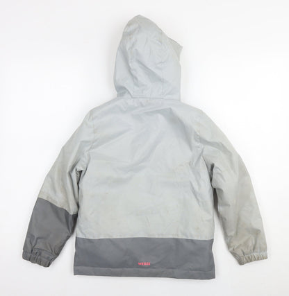 DECATHLON Girls Grey Windbreaker Jacket Size 6 Years Zip