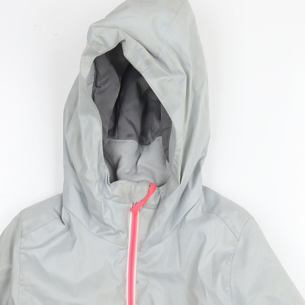 DECATHLON Girls Grey Windbreaker Jacket Size 6 Years Zip