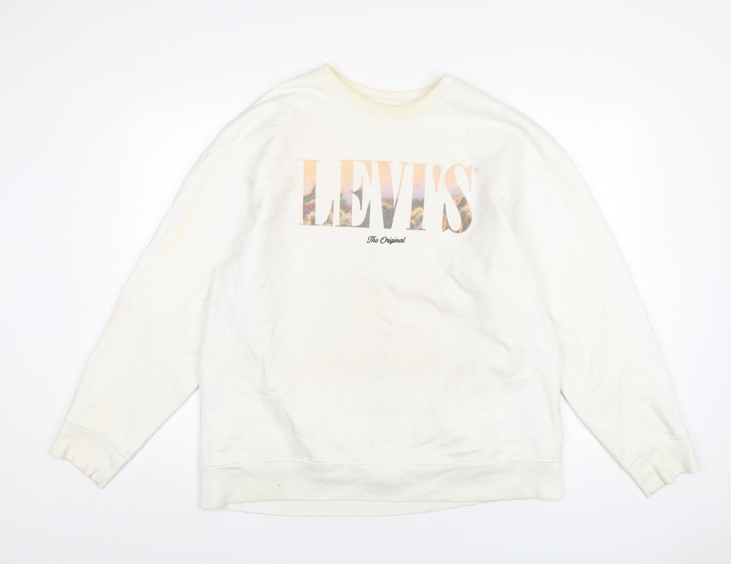 Mens UK Size L Levi's White Pullover Sweatshirt