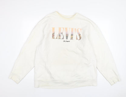 Mens UK Size L Levi's White Pullover Sweatshirt