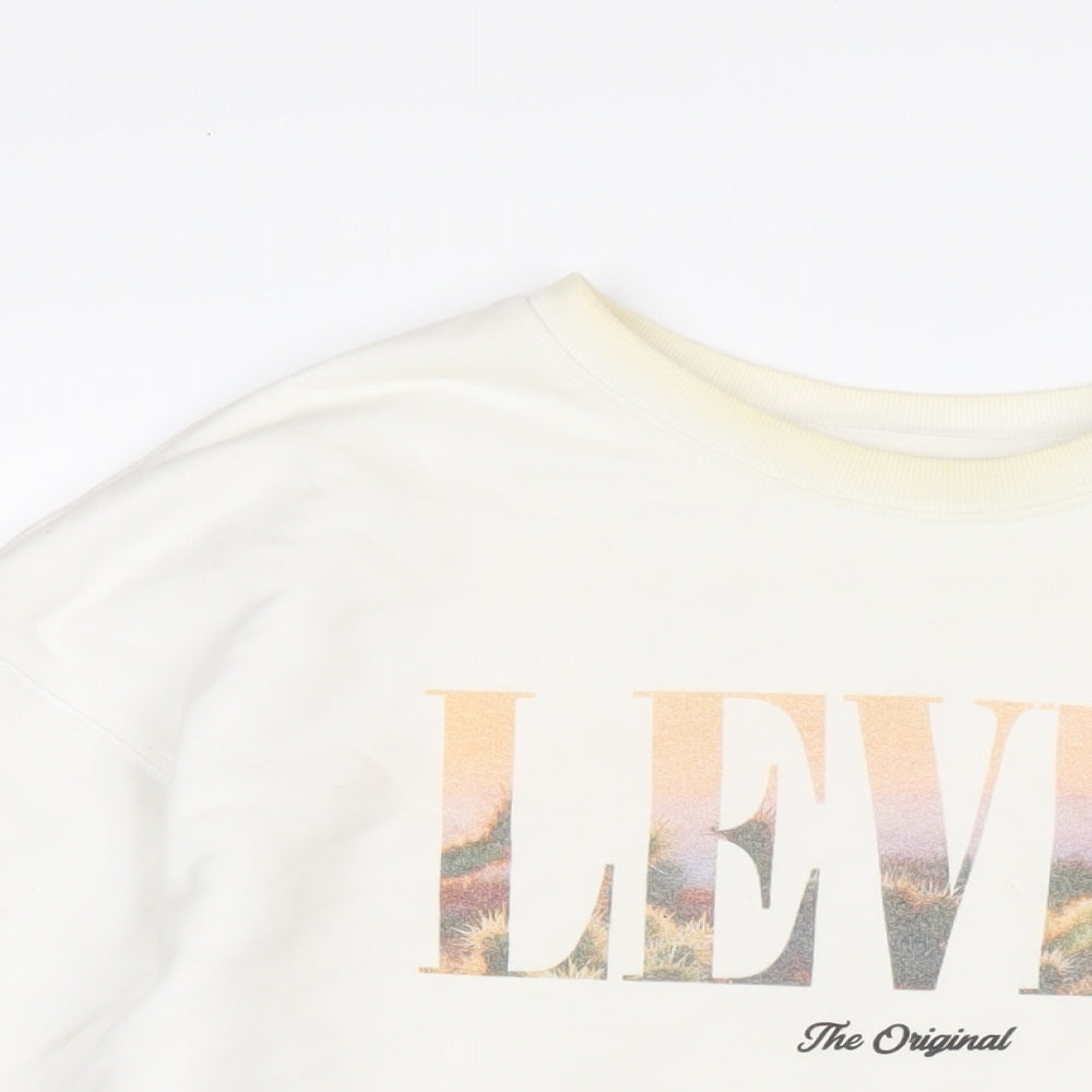 Mens UK Size L Levi's White Pullover Sweatshirt
