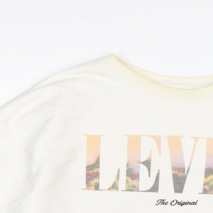 Mens UK Size L Levi's White Pullover Sweatshirt