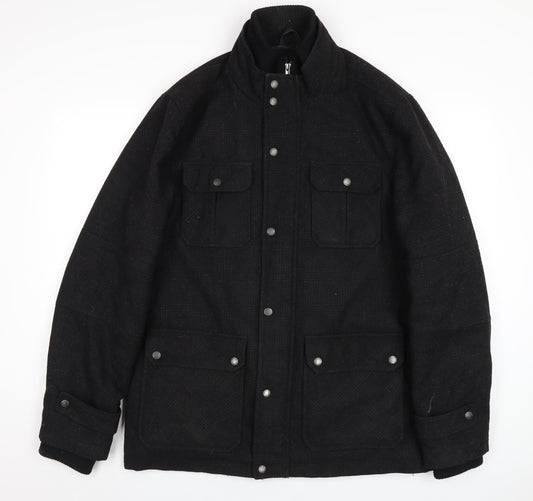 Mens UK Size L Lincoln Black Pea Coat
