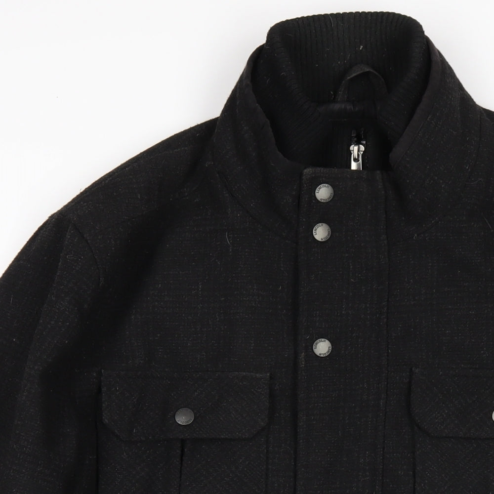 Mens UK Size L Lincoln Black Pea Coat