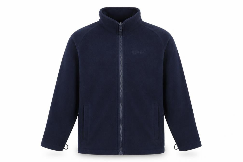 Front view of Hi Gear boys’ blue jacket, size 15-16, years zip