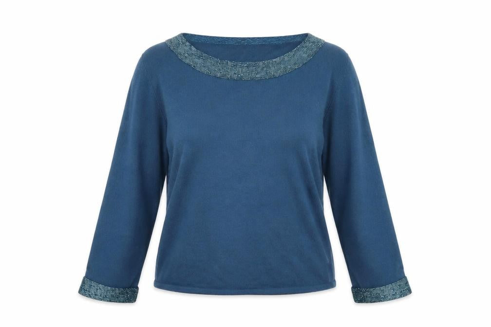 Womens UK Size 14 Pomodoro Blue Pullover Jumper