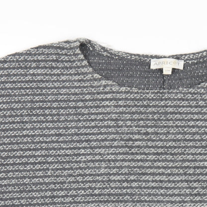 Apricot Womens Grey Round Neck Striped Acrylic Pullover Jumper Size S