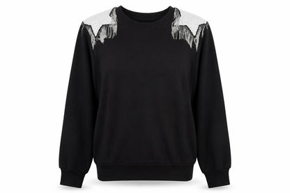 Mango Womens Black Cotton Pullover Sweatshirt Size S Pullover