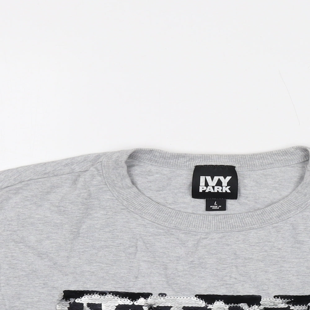 Womens UK Size L IVY PARK Grey Cropped T-Shirt