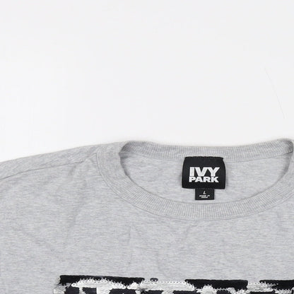 Womens UK Size L IVY PARK Grey Cropped T-Shirt