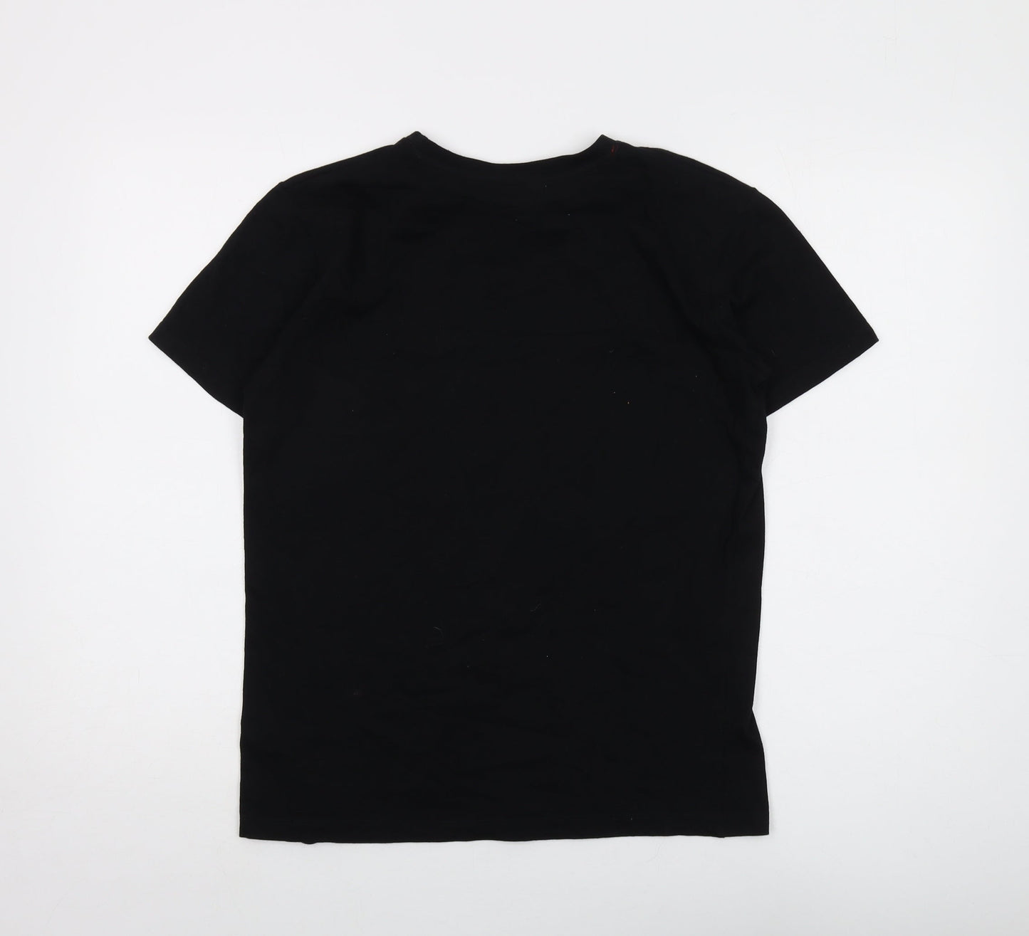 Stranger Things Boys Black Cotton Basic T-Shirt Size 14-15 Years Crew Neck Pullover - Logo