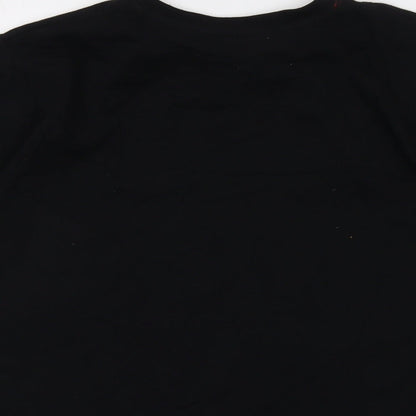 Stranger Things Boys Black Cotton Basic T-Shirt Size 14-15 Years Crew Neck Pullover - Logo