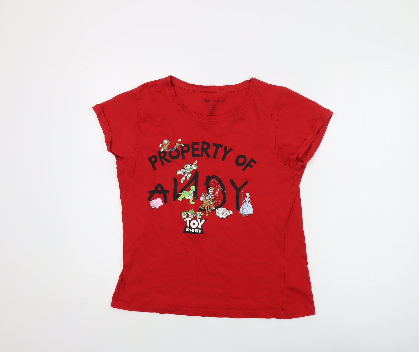 Womens UK Size XS Disney Red Basic T-Shirt