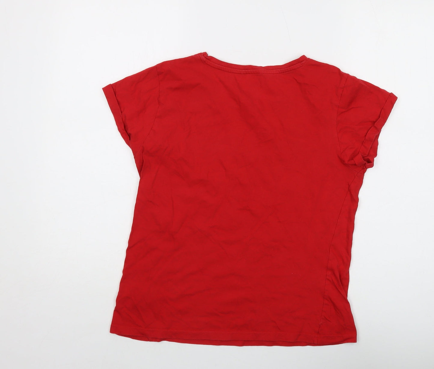 Womens UK Size XS Disney Red Basic T-Shirt
